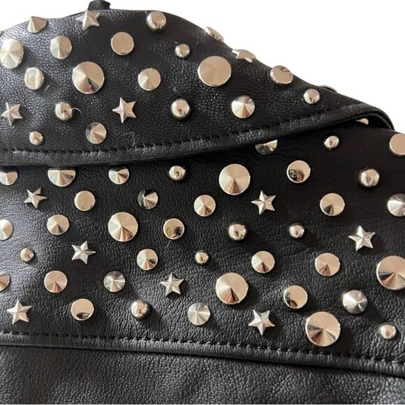 The Kooples “Moto” Studded Goat-Leather Biker Jacket – Size S - Picture 4 of 5